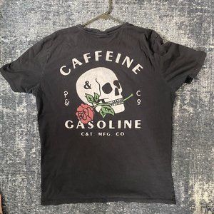 P and Co - Premium Black T-Shirt: Caffeine and Gasoline